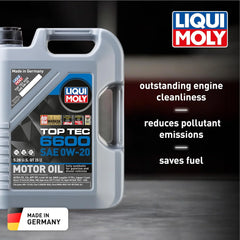 Liqui Moly Top Tec 6600 SAE 0W-20 | Fully synthetic engine oil | 5 Liter | SKU: 22046
